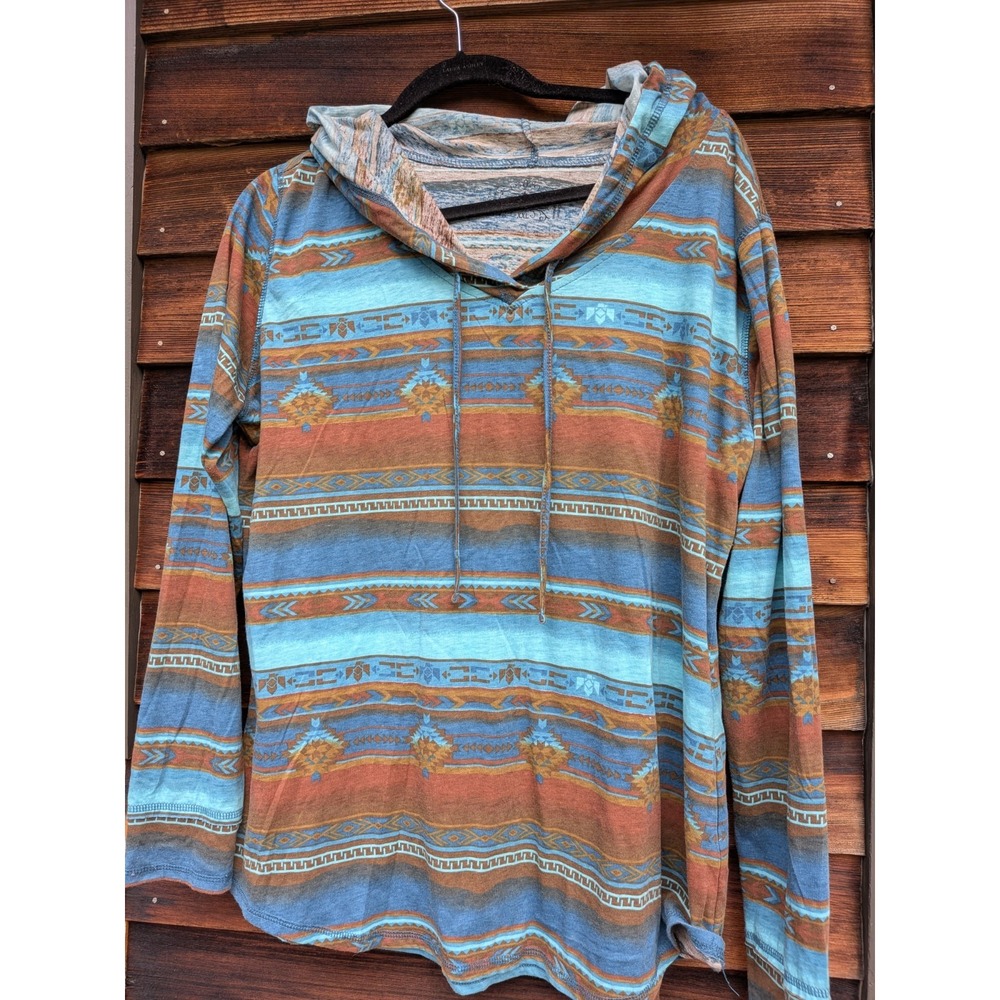 Panhandle 2XL Western Rodeo Shirt Aztec Cowboy Graphic Long Sleeve XXL Hoodie